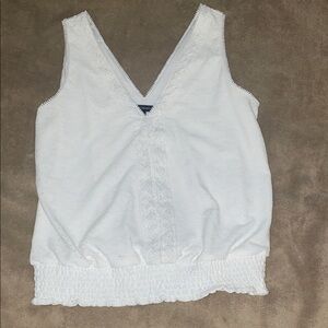 White House Black Market V-Neck White Tank Top